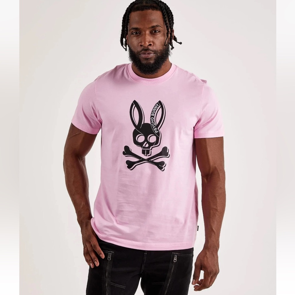 NWT MEN'S PSYCHO BUNNY SERGE GRAPHIC TEE PINK SIZE S&L